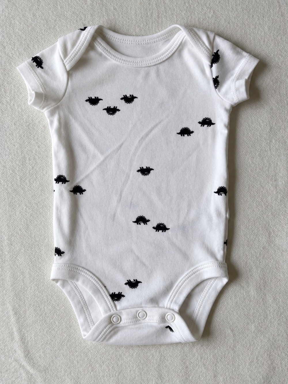 Carter's White Newborn One-Piece with Black Turtle Print Onsie